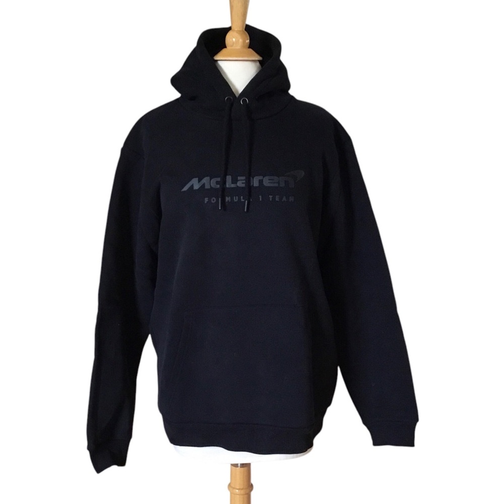 Black Sweatshirt with Embroidered Logo and Ribbed Cuffs